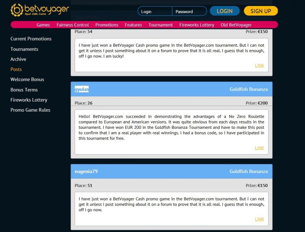 Betvoyager Tournament Screenshot