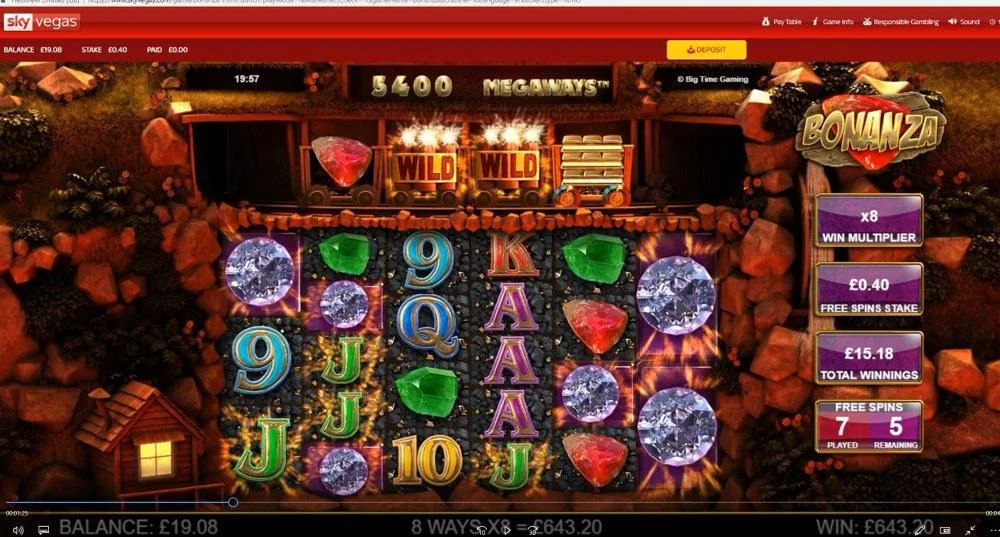 Bonanza - skyvegas - BIG WIN diamaonds all reels at 8x multiplier feature £643.webp