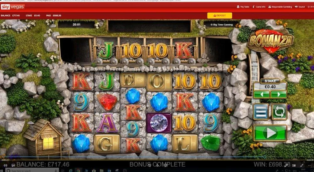 Bonanza - skyvegas - BIG WIN diamaonds all reels total win £698 bet £0.40 - 1745x stake.webp