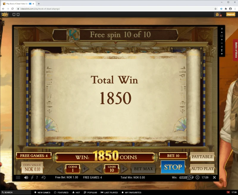 Book of Dead 185x free spin reward token.webp