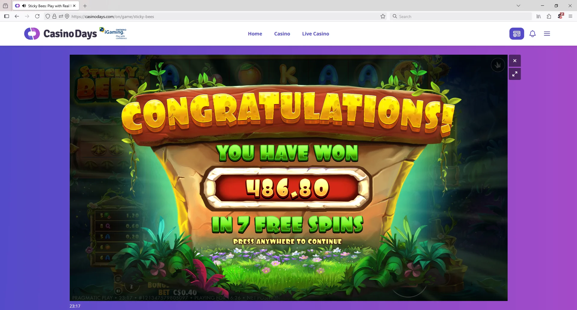 casinodays_1217x_Sticky_Bees_20260401.webp