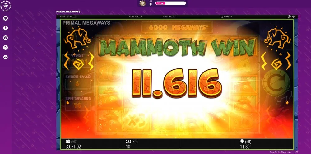 FrankandFred - Primal Megaways x1189 bonus win.webp