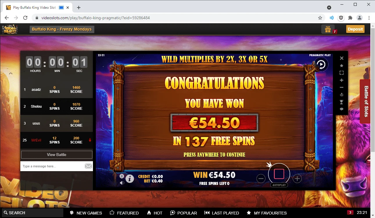 Play Buffalo King Video Slot Free at Videoslots.com - Google Chrome 19.07.2021 23_21_40.webp