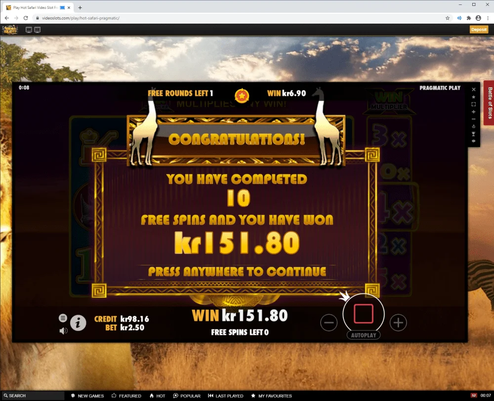 Play Hot Safari Video Slot Free at Videoslots.com - Google Chrome 11.08.2020 00_08_33.webp