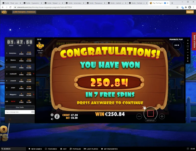 Play The Dog House Megaways Video Slot Free at Videoslots.com - Google Chrome 25.01.2021 23_2...webp