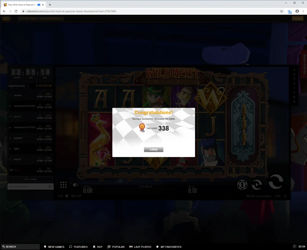 Play Wild Heist at Peacock Manor Video Slot Free at Videoslots.com - Google Chrome 25.02.2020...webp