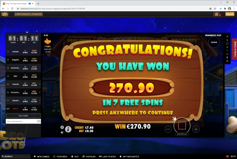 The Dog House Megaways 1355x freeroll battle.webp