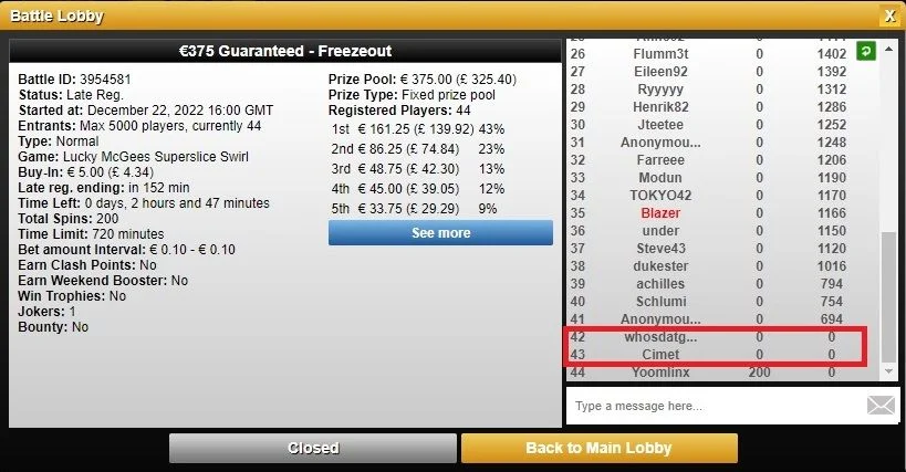 Two players with zero score on Lucky McGees superslice after 200 spins.jpg