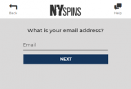 NYSpins Registration Form Step 1 Mobile Device View