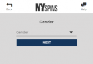 NYSpins Registration Form Step 6 Mobile Device View