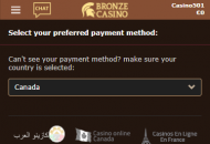 Bronze Payment Methods Mobile Device View 
