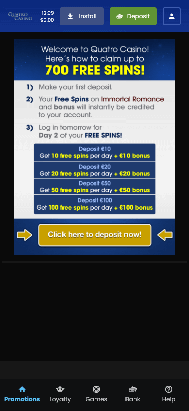 Quatro casino bonus
