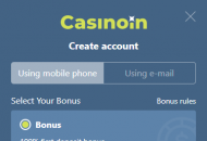 Casinoin Registration Form Using Mobile Phone Mobile Device View