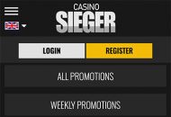 CasinoSieger Promotions Mobile Device View 
