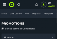 GSlot Promotions Mobile Device View