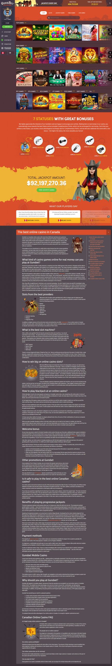 GunsBet Homepage 3 Desktop Device View