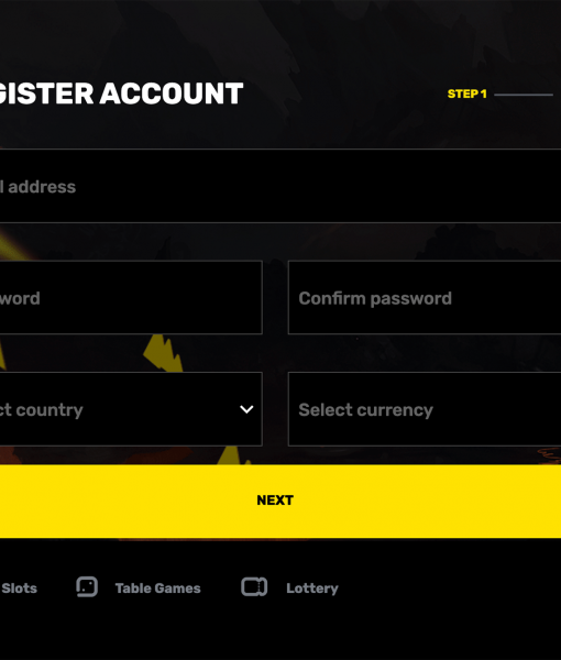 Hypercasino Registration Form Step 1 Desktop Device View