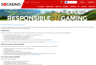 SCasino Responsible Gambling Information Desktop Device View