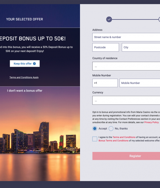 MariaCasino Registration Form Step 2 Desktop Device View 