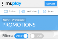 Mr.Play Promotions Mobile Device View