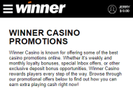 WinnerCasino Promotions Mobile Device View
