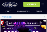 CoolCatCasino Promotions Mobile Device View 