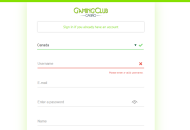 GamingClub Registration Form Desktop Device View