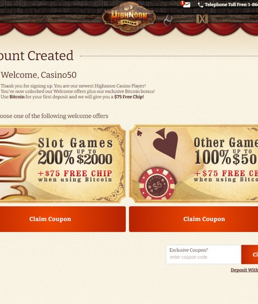 HighNoonCasino Registration Form Step 4 Desktop Device View