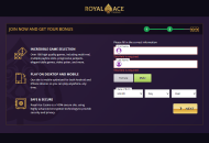 RoyalAce Registration Form Step 2 Desktop Device View 