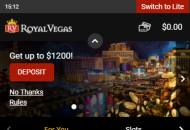 RoyalVegas Homepage 2 Mobile Device View