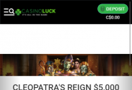 CasinoLuck Promotions Mobile Device View 