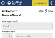 DrueckGlueck Registration Form Step 3 Mobile Device View 
