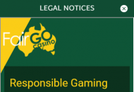 FairGo Responsible Gambling Information Mobile Device View