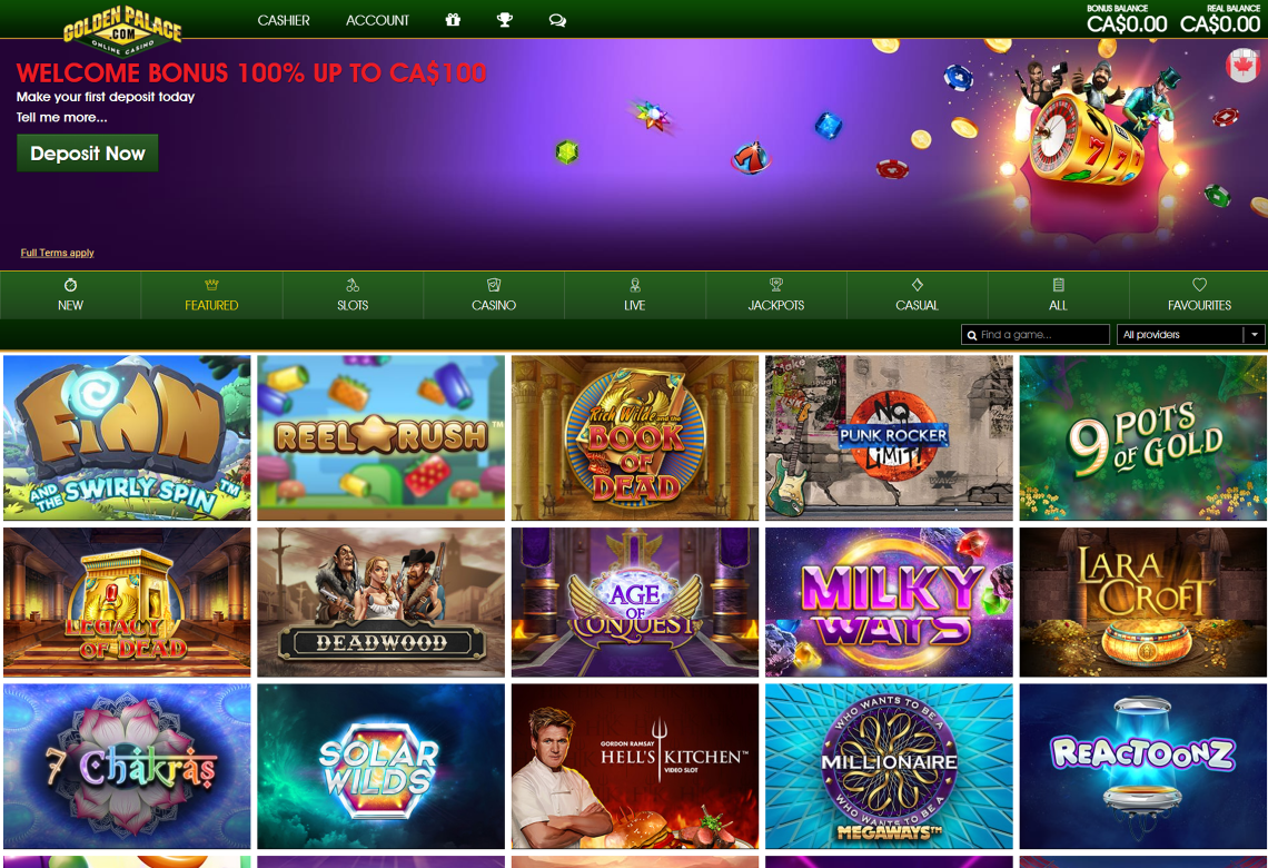 GoldenPalace Homepage 3 Desktop Device View