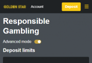 GoldenStar Responsible Gambling Settings Mobile Device View