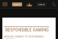 KingBilly Responsible Gambling Information Mobile Device View