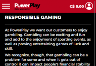 Powerplay Responsible Gambling Information Mobile Device View