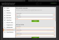 WinnerCasino Responsible Gambling Settings Desktop Device View