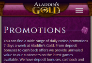 Alladins Gold Promotions Mobile Device View