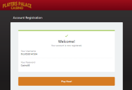 PlayerPalace Registration Form Step 2 Desktop Device View