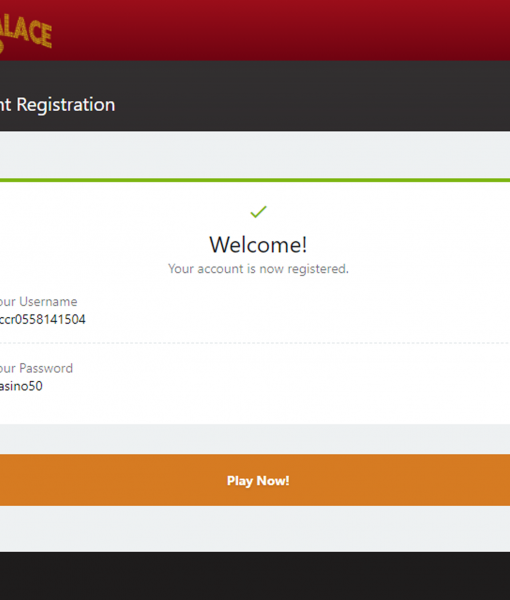 PlayerPalace Registration Form Step 2 Desktop Device View