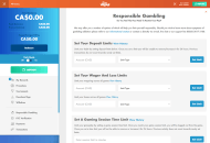SlottyVegas Responsible Gambling Settings Desktop Device View