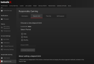 Betsafe Responsible Gambling Settings Desktop Device View