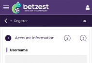 Betzest Registration Form Mobile Device View 