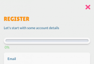 Cashmio Registration Form Step 1 Mobile Device View