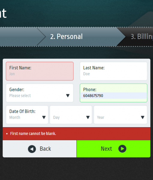 ClubWorld Registration Form Step 2 Desktop Device View