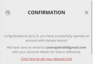 KarjalaKasino Registration Form Step 3 Mobile Device View
