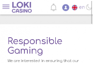LokiCasino Responsible Gambling Information Mobile Device View 