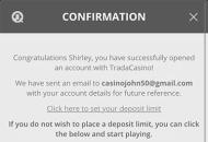 TradaCasino Welcome Bonus Mobile Device View