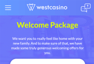 WestCasino Welcome Package Mobile Device View 